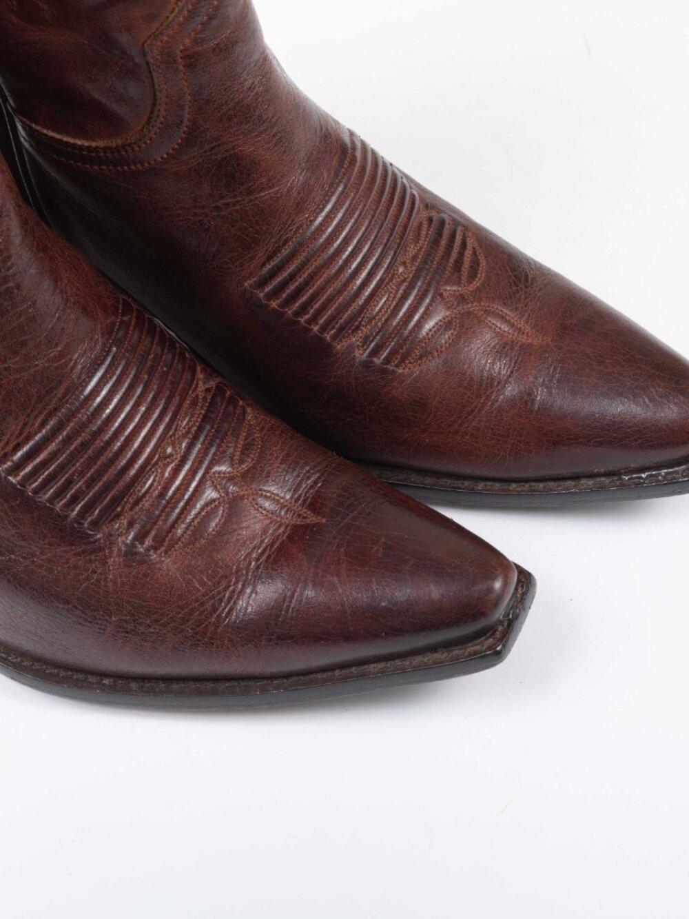 VTG 90s Y2K Charlie 1 Horse Brown Leather Snip Toe Cowboy Boots Women’s 8B - Picture 7 of 16